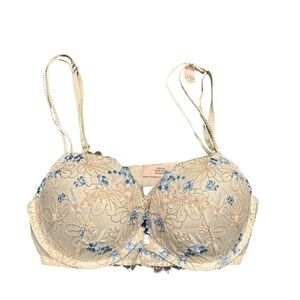 Victoria's Secret Cream and Blue Lace Bra